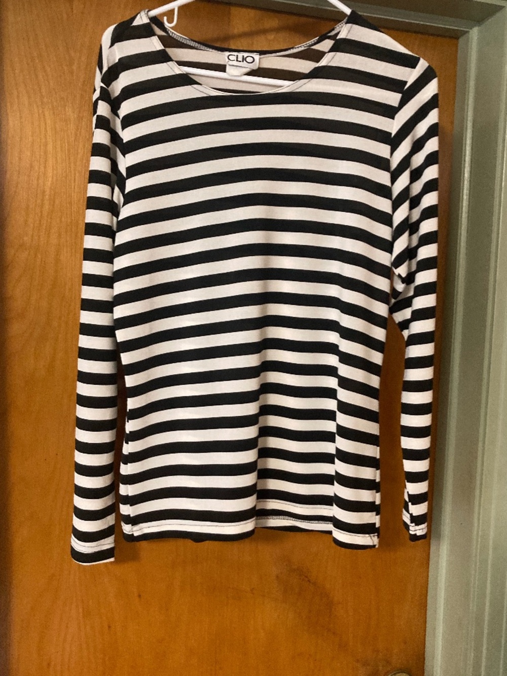 Vintage Made in USA Paper Tag Clio Striped Long Sleeve Top Shirt Size Medium